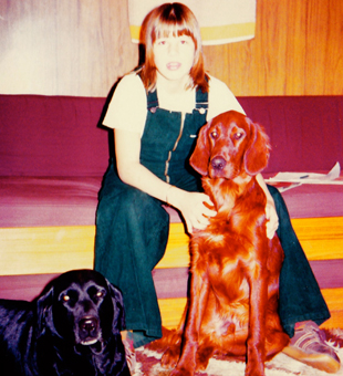 13 year-old Kathryn with the dogs